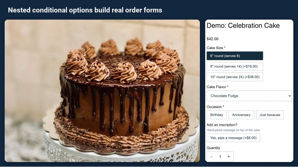 Wix Attribute Wizard Pro: Nested conditional options build real order forms
